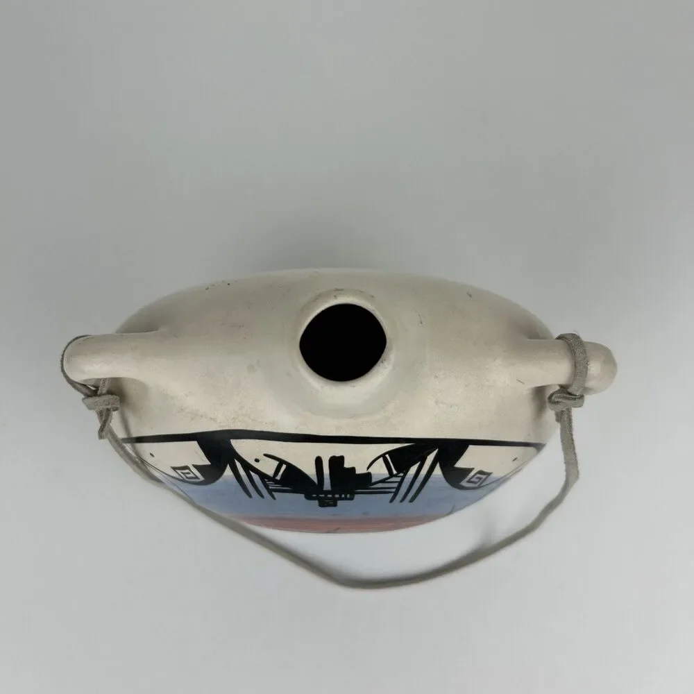 END  Of TRAIL  SOUTHWESTERN CLAY CANTEEN POTTERY TURQUOISE NEZ NAVAJO 7”